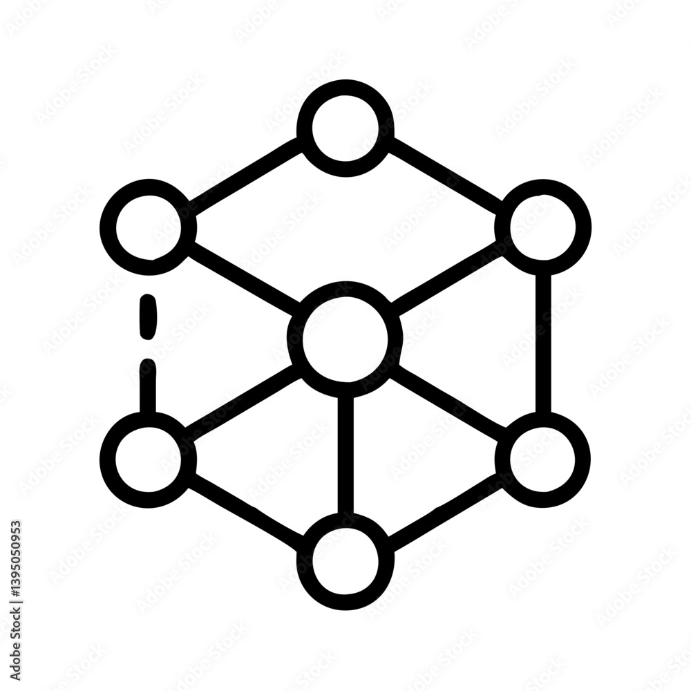 Poster network connection structure diagram representing a complex data connectivity system