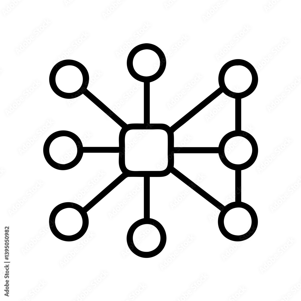 Poster network diagram illustration for connection nodes data structure visualization