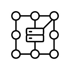 Server network diagram icon representing data storage and cloud computing system