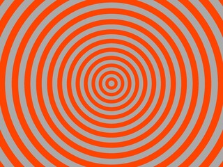 An abstract background of concentric circles.  Alternating bands of bright orange and gray radiate from a central point, creating a hypnotic or dizzying effect.