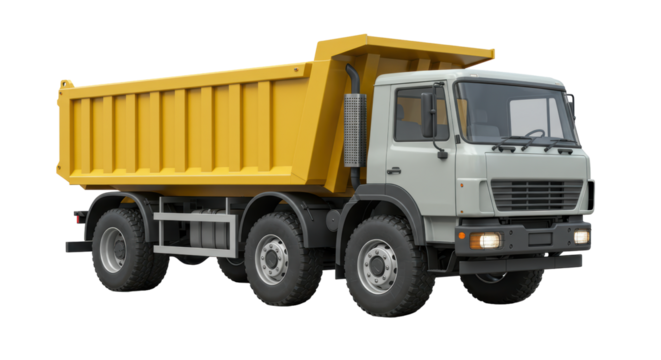 Isolated Yellow Dump Truck for Construction Material Transport