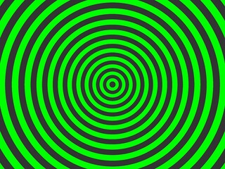 An abstract background with concentric circles in alternating lime green and dark gray, creating a hypnotic or radial effect.