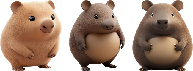 Set Wombat Cartoon Png Transparent