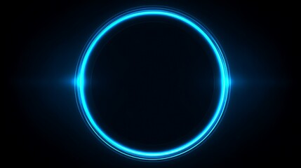 Blue glowing neon frame circle for graphic elements  
