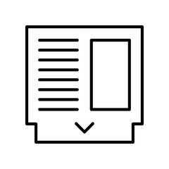 Vintage Video Game cassette icon in Minimalist Black Line Art Style