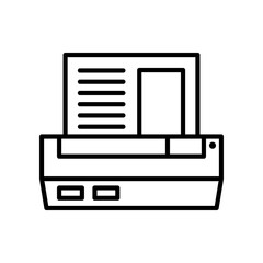 Vintage Video Game Console Icon in Minimalist Black Line Art Style