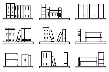 bookshelf line art abstract furniture illustration for digital artwork