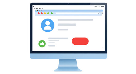 Isolated Computer Screen Showing Social Media Profile