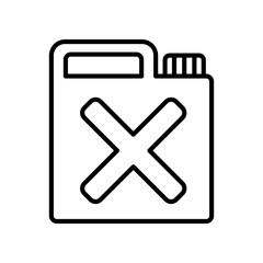 Fototapeta premium Outline Illustration of a Dangerous Liquid Container with Large Warning Cross