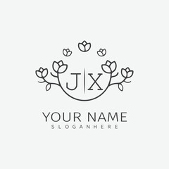 Obraz premium initial monogram wedding with creative circle line flower.