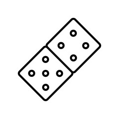 Black and White Domino Outline Icon Illustration Isolated on White Background