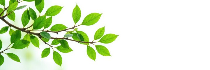 Isolated branches with leaves on white background, isolated, greenery