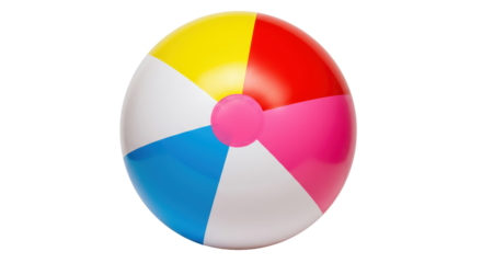 Isolated Colorful Beach Ball in Mid-Air