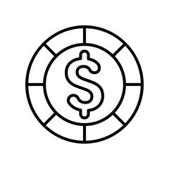 Outline Icon of Dollar in Circular Token Shape Reflecting Finance Concept