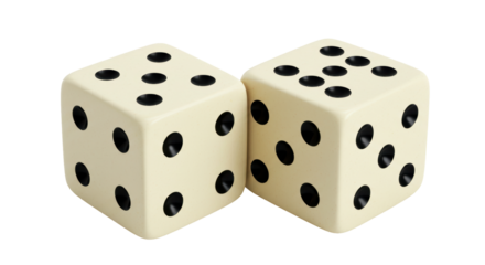 Isolated Two Dice Showing Random Numbers Gambling Chance
