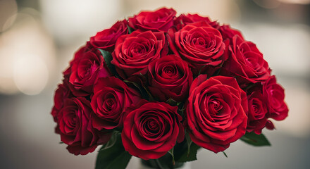 Obraz premium Red Roses Bouquet, Floral Arrangement, Romantic Gift Idea