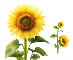 Fototapeta premium Sunflower Growth – A Clean Botanical Illustration Series