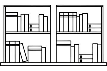 bookshelf line art elegant shelving system for cozy reading nook.
