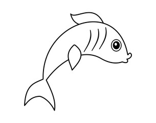 Sardine in profile in black and white outline for coloring - vector