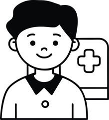 Obraz premium Cartoon doctor boy vector illustration character with smiles for health care