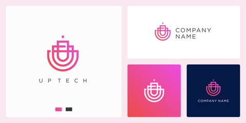 Line up tech logo design template