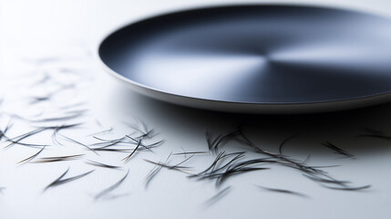 Dark metallic plate deflecting iron filings in curved patterns, demonstrating invisible magnetic forces in scientific experiment. Physics education concept, electromagnetism and magnetic field visuali