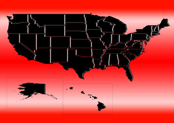 Modern and minimalist United States map illustration. Suitable for education, business, infographics, or presentations