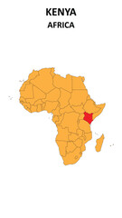 Obraz premium Kenya Map is highlighted on the Africa with detailed state and region outlines.