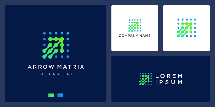 Arrow matrix logo design template, dot combine