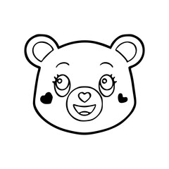 cute bear face with heat cheeks outline