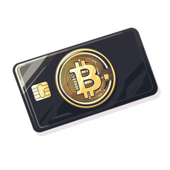Black Bitcoin Cryptocurrency Payment Card Illustration