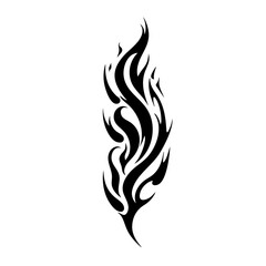 Tribal Flame Tattoo Design –Bold Black Symbol Logo Design Illustration tattoo Inner Strength in Abstract Ink Art
