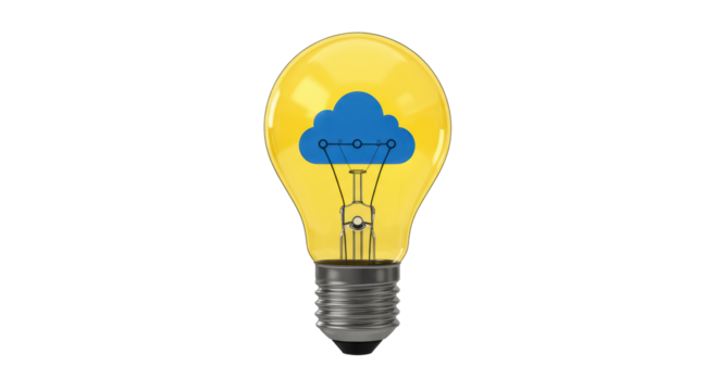 Isolated Lightbulb with Cloud Inside for Cloud Computing