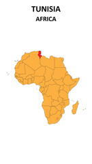 Obraz premium Tunisia Map is highlighted on the Africa with detailed state and region outlines.