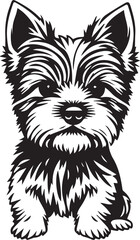 Yorkshire terrier dog. Hand drawn vector illustration	