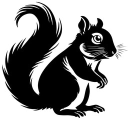 black and white squirrel vector illustration