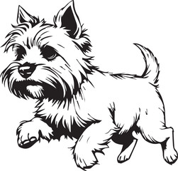 Yorkshire terrier dog. Hand drawn vector illustration	