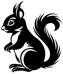 black and white squirrel vector illustration