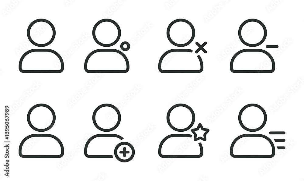Poster user interaction icons set: stylish linear design for ui/ux projects