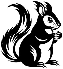 black and white squirrel vector illustration