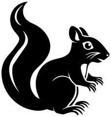 black and white squirrel vector illustration