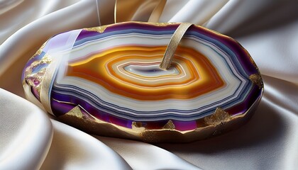 Edelstein: Achat auf weißem Seidentuch