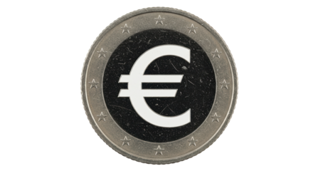 Isolated Two Euro Coin with Stars and Euro Symbol