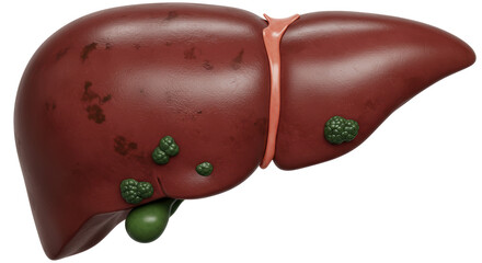 Isolated Human Liver with Gallstones Medical Illustration