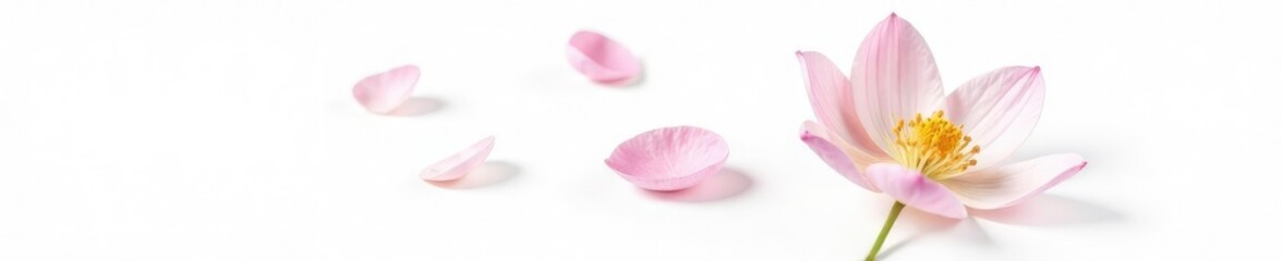 Fototapeta premium Delicate flower with intricate details isolated on white background, solitary, petals