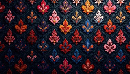 Geometric damask pattern with sharp lines and dark accents , angular, art, damask