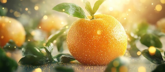 Fresh Orange with Sparkling Background