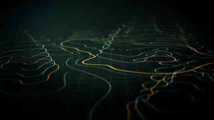 Futuristic Holographic Terrain environment, geomorphology, topography loop motion graphic user interface head up display screen