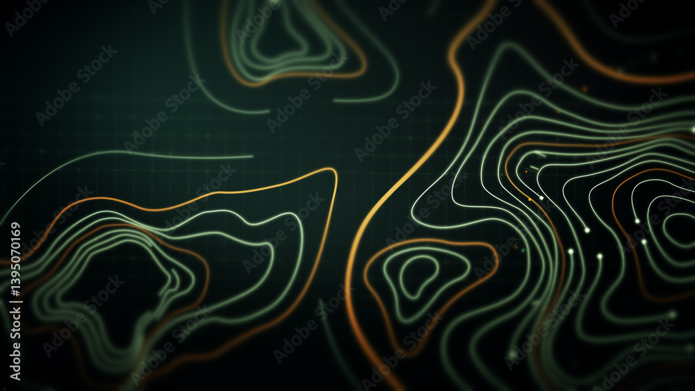 Poster Futuristic Holographic Terrain environment, geomorphology, topography loop motion graphic user interface head up display screen