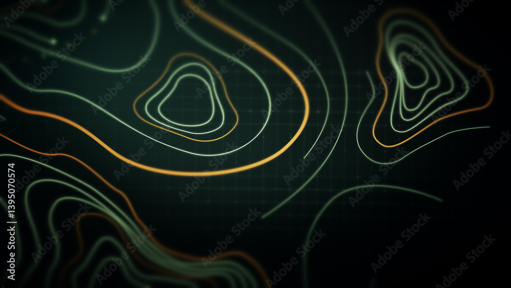 Poster Futuristic Holographic Terrain environment, geomorphology, topography loop motion graphic user interface head up display screen